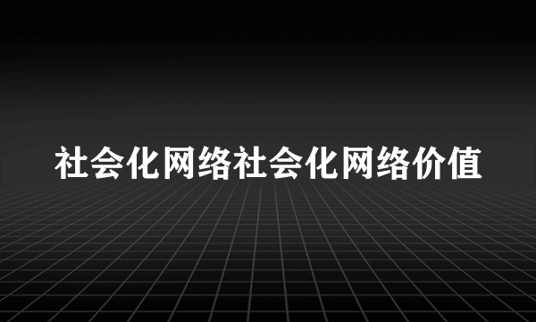 社会化网络社会化网络价值