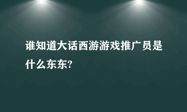 谁知道大话西游游戏推广员是什么东东?