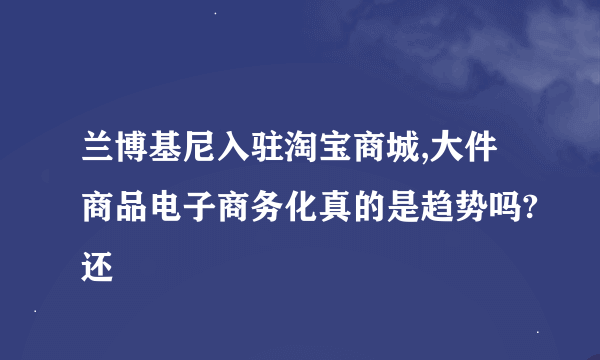 兰博基尼入驻淘宝商城,大件商品电子商务化真的是趋势吗?还