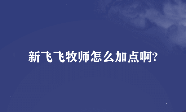新飞飞牧师怎么加点啊?