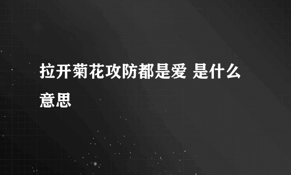 拉开菊花攻防都是爱 是什么意思