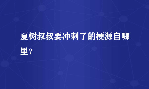夏树叔叔要冲刺了的梗源自哪里？