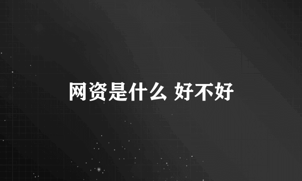 网资是什么 好不好