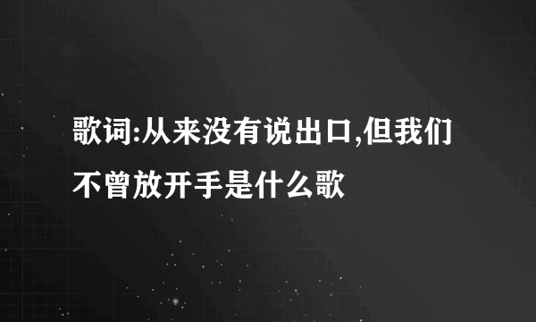 歌词:从来没有说出口,但我们不曾放开手是什么歌