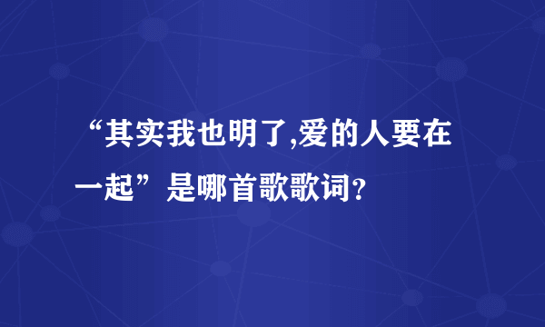 “其实我也明了,爱的人要在一起”是哪首歌歌词？