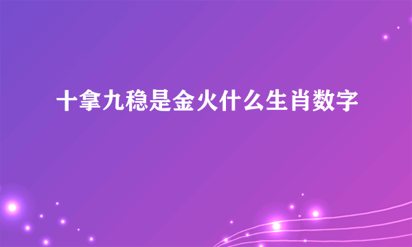 十拿九稳是金火什么生肖数字