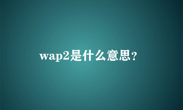 wap2是什么意思？
