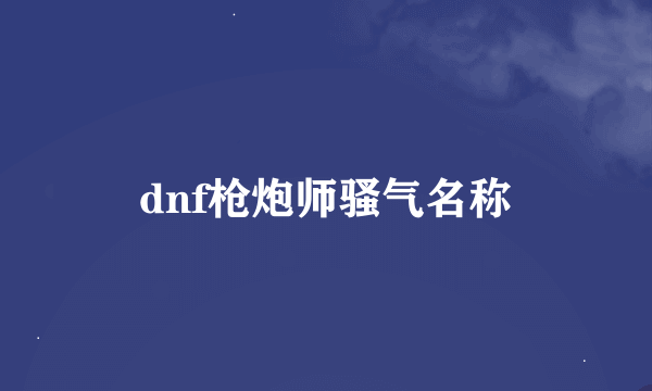 dnf枪炮师骚气名称