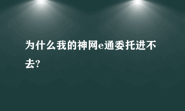 为什么我的神网e通委托进不去?