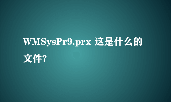 WMSysPr9.prx 这是什么的文件?