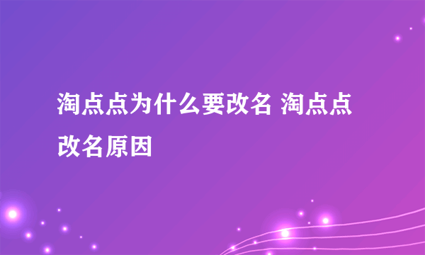 淘点点为什么要改名 淘点点改名原因