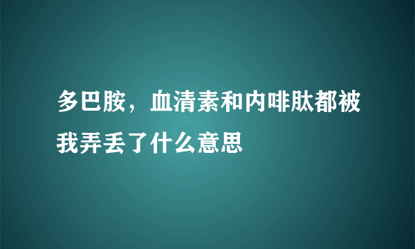 多巴胺，血清素和内啡肽都被我弄丢了什么意思