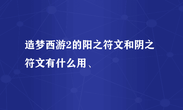 造梦西游2的阳之符文和阴之符文有什么用、
