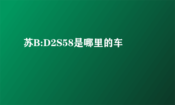 苏B:D2S58是哪里的车