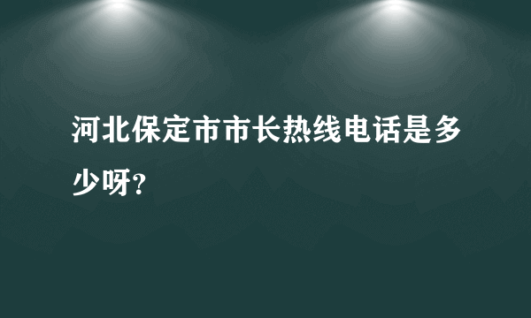 河北保定市市长热线电话是多少呀？