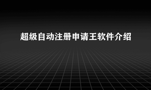 超级自动注册申请王软件介绍