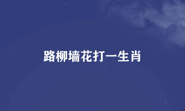 路柳墙花打一生肖