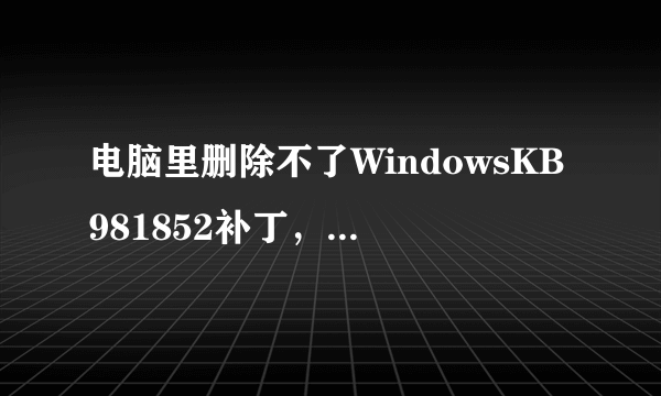 电脑里删除不了WindowsKB981852补丁，在控制面板里显示这个删不了，下了优化大师也删不了这个