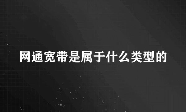 网通宽带是属于什么类型的
