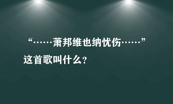 “……萧邦维也纳忧伤……”这首歌叫什么？