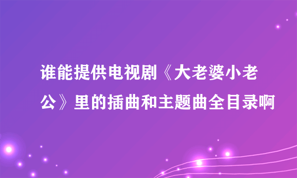 谁能提供电视剧《大老婆小老公》里的插曲和主题曲全目录啊