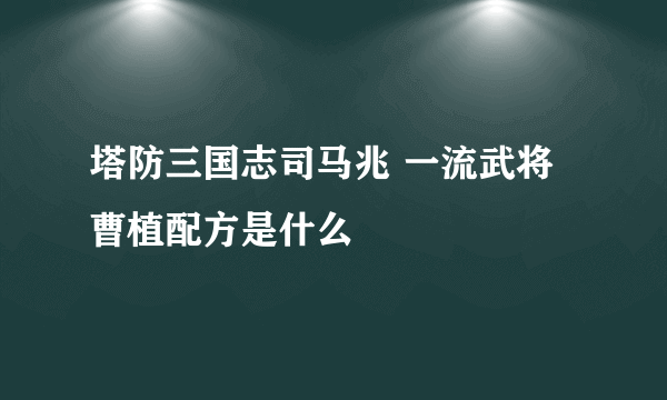 塔防三国志司马兆 一流武将曹植配方是什么