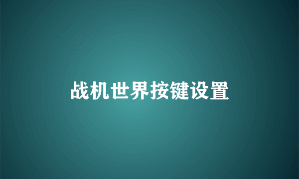 战机世界按键设置