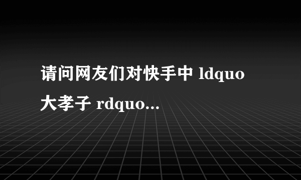请问网友们对快手中 ldquo 大孝子 rdquo 肖农农有什么看法?