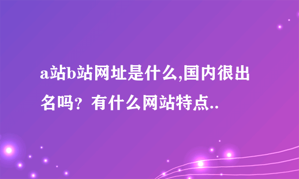 a站b站网址是什么,国内很出名吗？有什么网站特点..