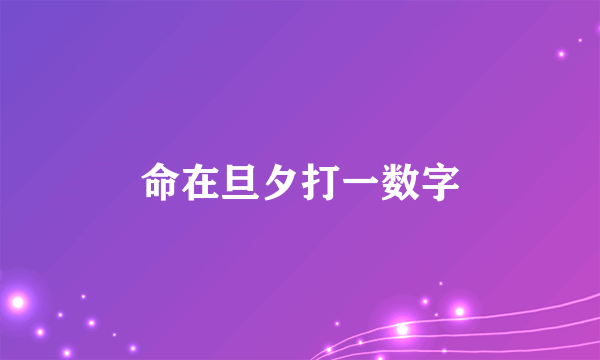 命在旦夕打一数字