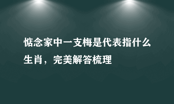惦念家中一支梅是代表指什么生肖，完美解答梳理