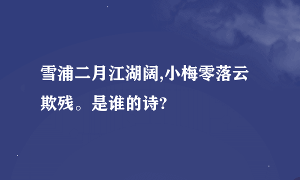 雪浦二月江湖阔,小梅零落云欺残。是谁的诗?