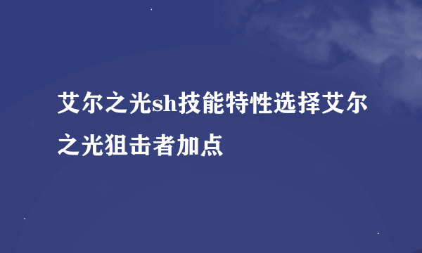 艾尔之光sh技能特性选择艾尔之光狙击者加点