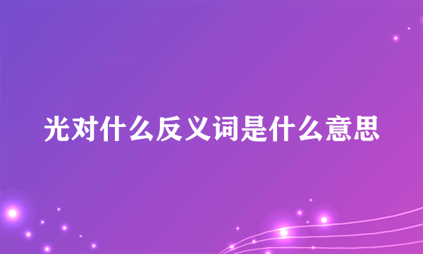 光对什么反义词是什么意思