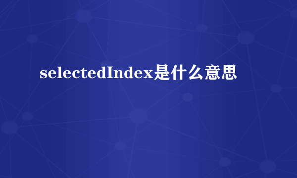 selectedIndex是什么意思