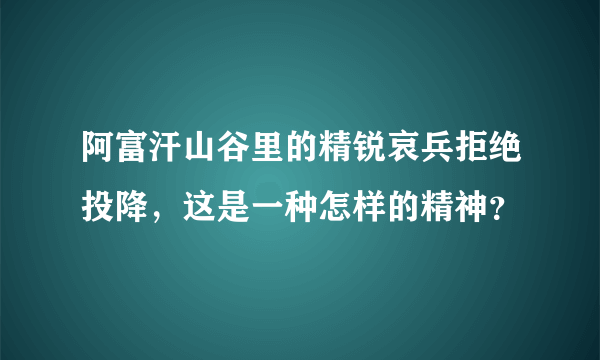 阿富汗山谷里的精锐哀兵拒绝投降，这是一种怎样的精神？