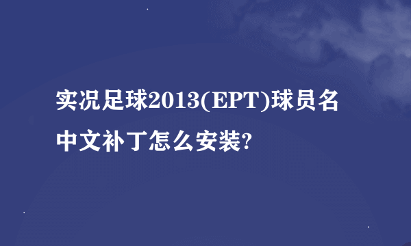 实况足球2013(EPT)球员名中文补丁怎么安装?