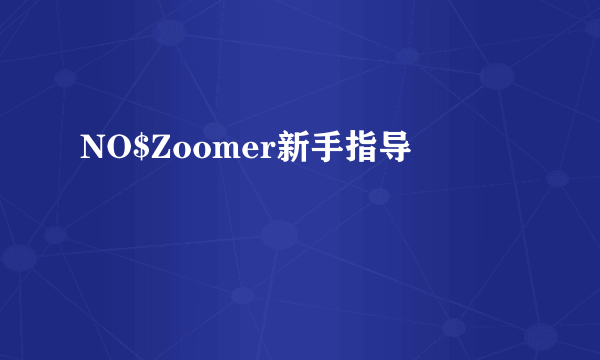 NO$Zoomer新手指导