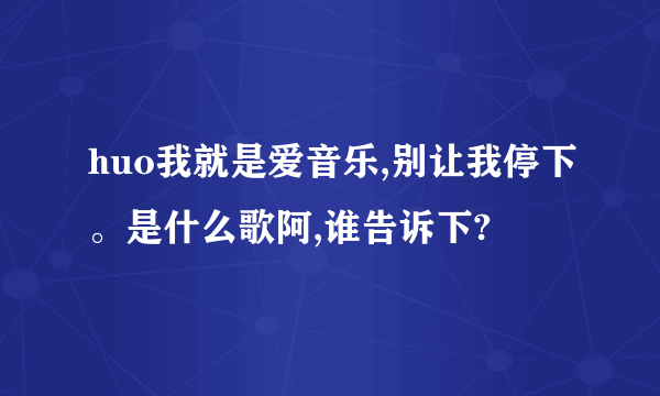 huo我就是爱音乐,别让我停下。是什么歌阿,谁告诉下?
