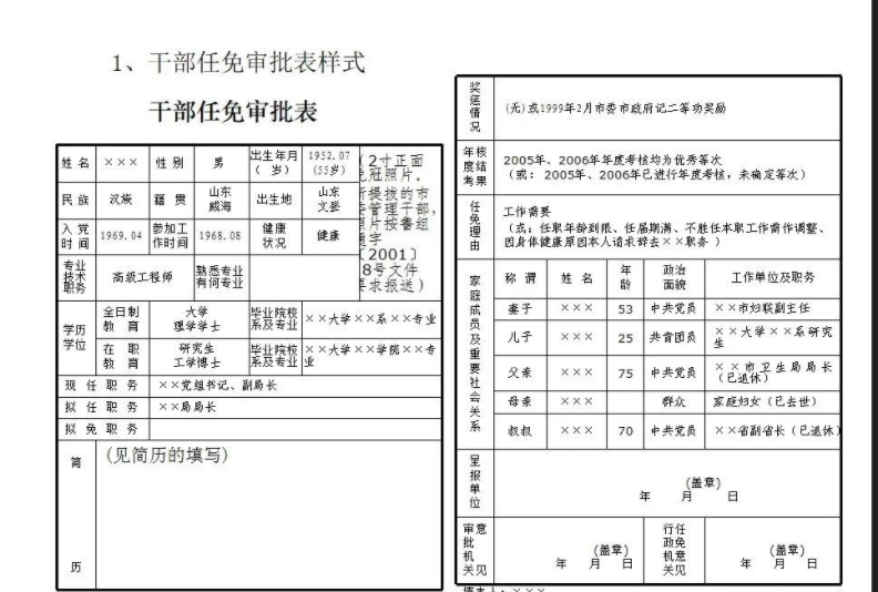 什么时候用《干部任免审批表》？