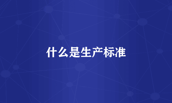 什么是生产标准