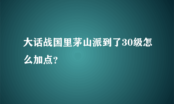 大话战国里茅山派到了30级怎么加点？
