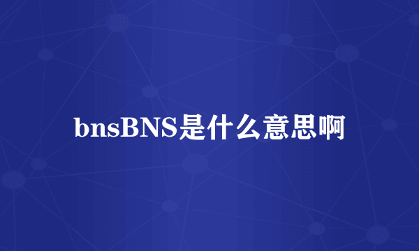 bnsBNS是什么意思啊