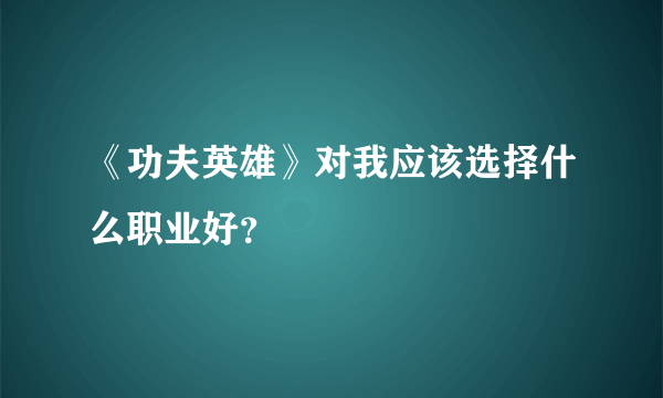 《功夫英雄》对我应该选择什么职业好？
