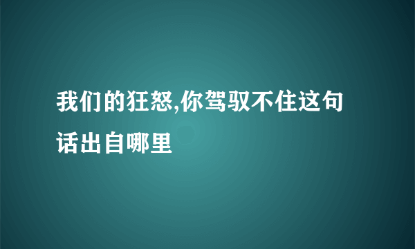 我们的狂怒,你驾驭不住这句话出自哪里