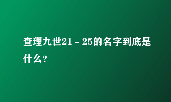 查理九世21～25的名字到底是什么？