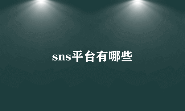 sns平台有哪些