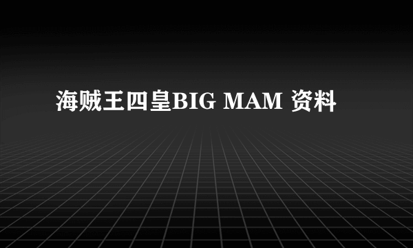 海贼王四皇BIG MAM 资料