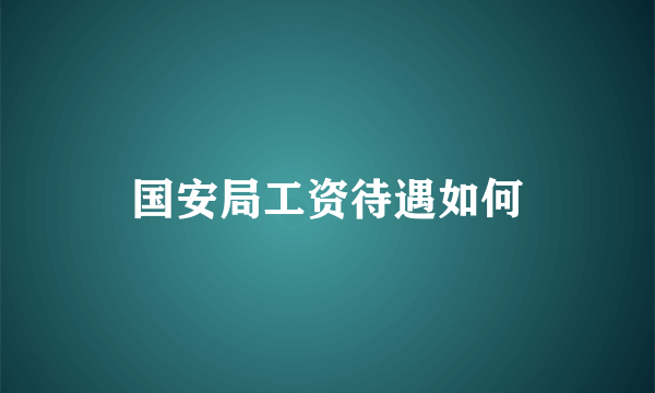 国安局工资待遇如何