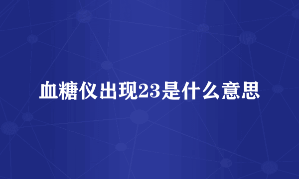 血糖仪出现23是什么意思